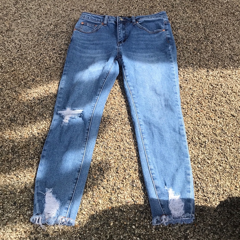 Blue ripped jeans